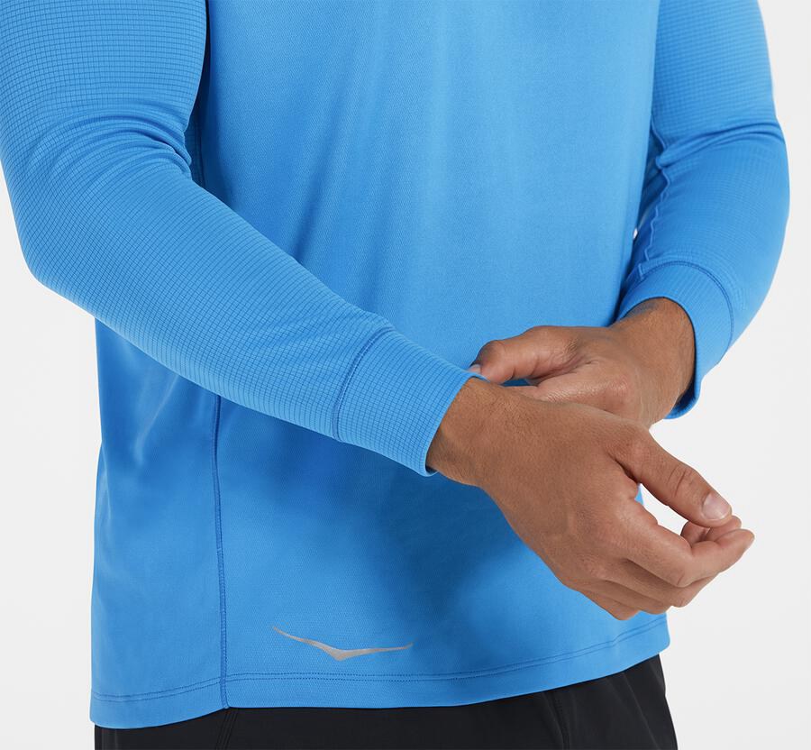 Hoka One One Performance 3/4 Sleeve Top Herr - Blå - NSKCV-9457